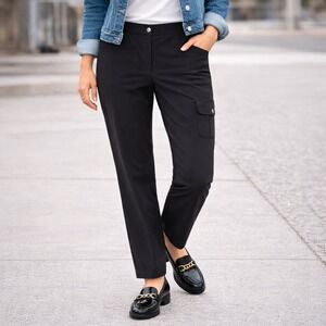 Chicos Weekends Active Black Pants (1/Med/8) Stretch Lightweight Minimalist